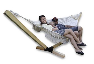 Stelaż 65mm naturalny + Hamak 2 osobowy Boho Ecru - Comfort Zone