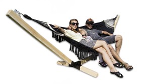 Stelaż 65mm naturalny + Hamak 2 osobowy Boho Czarny - Comfort Zone