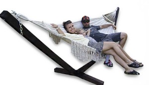 Stelaż 65mm brązowy + Hamak 2 osobowy Boho Ecru - Comfort Zone