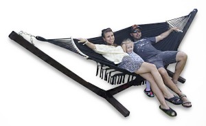 Stelaż 65mm brązowy + Hamak 2 osobowy Boho Czarny - Comfort Zone