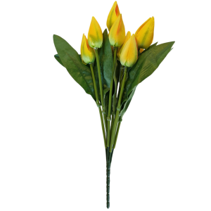 SZTUCZNE KWIATY TULIPANY żółte 9 główek 3cm BUKIET 41cm