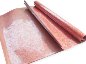 Rafia czerwono złota celofan folia 70x50cm