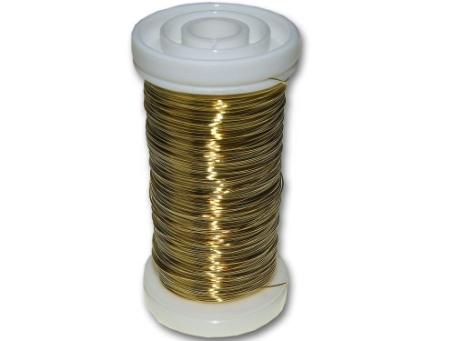 Drut florystyczny gładki lakierowany złoty 0,35mm 75g